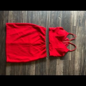 red two piece dress